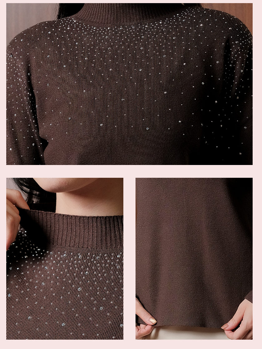 Alunicorn - Hoshi Neck Sweater | Sweater Rajut Wanita Premium | Knit Sweater Lengan Panjang | Atasan Wanita Elegan