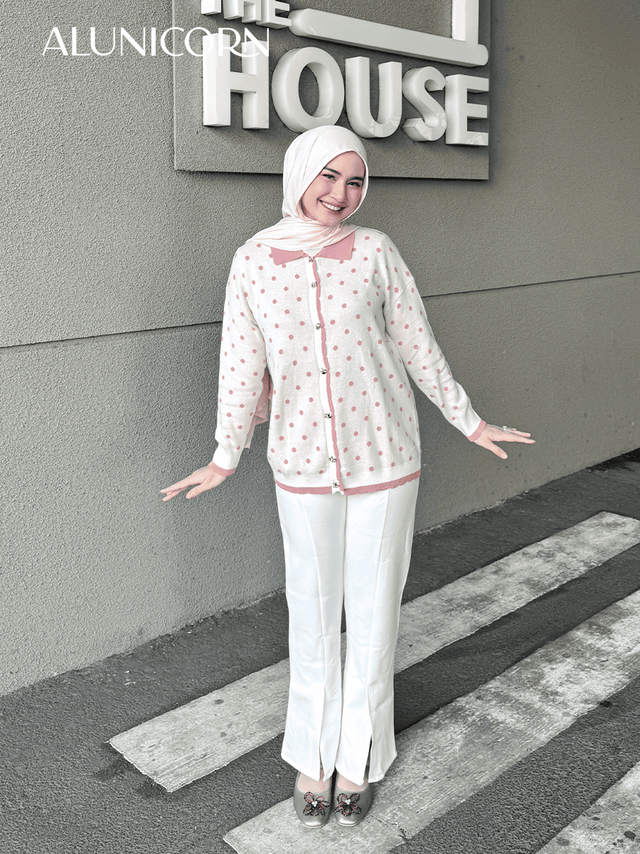 Alunicorn - Lolly Polka Cardigan | Cardigan Rajut Wanita Premium Motif Polkadot | Knit Button Up