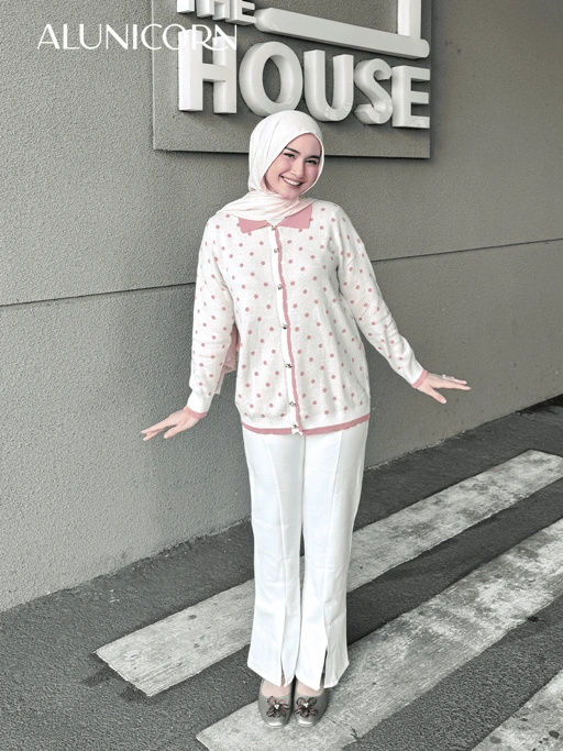 Alunicorn - Lolly Polka Cardigan | Cardigan Rajut Wanita Premium Motif Polkadot | Knit Button Up