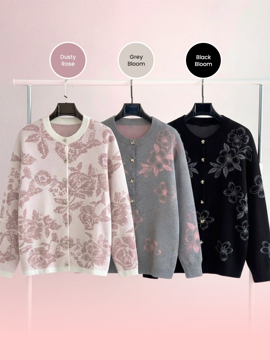 Alunicorn - Floral Cardigan Series | Cardigan Rajut Premium Wanita Motif Floral