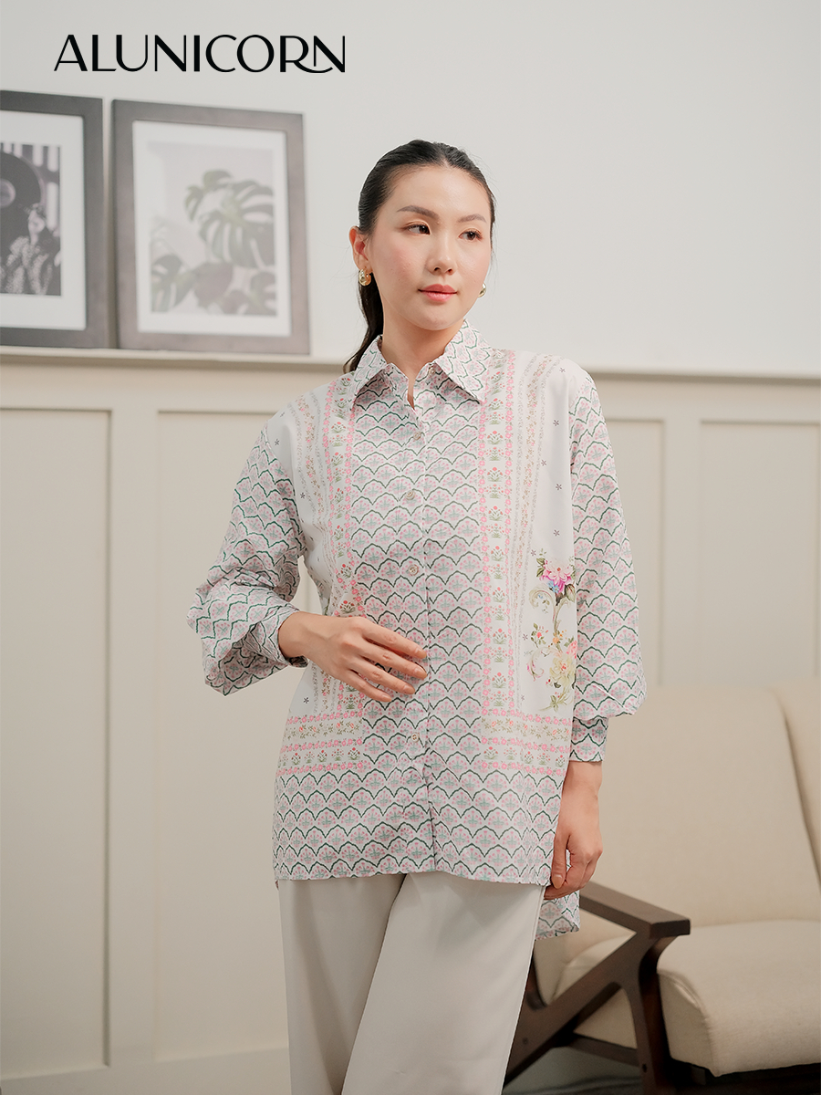 Alunicorn - Series Yume - Kemeja Floral Wanita Premium | Blouse Motif Bunga Bestseller | Atasan Casual Korean Style Elegan