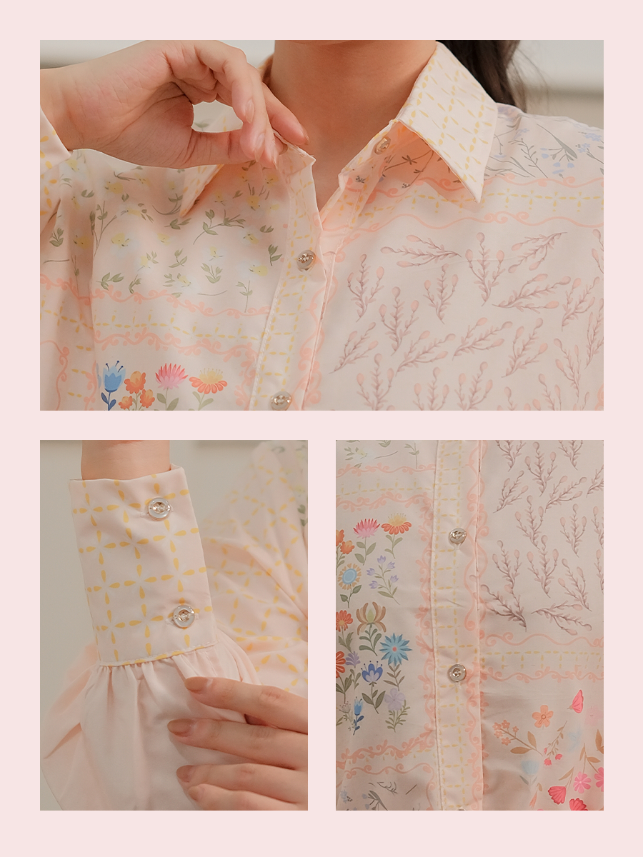 Alunicorn - Series Yume - Kemeja Floral Wanita Premium | Blouse Motif Bunga Bestseller | Atasan Casual Korean Style Elegan