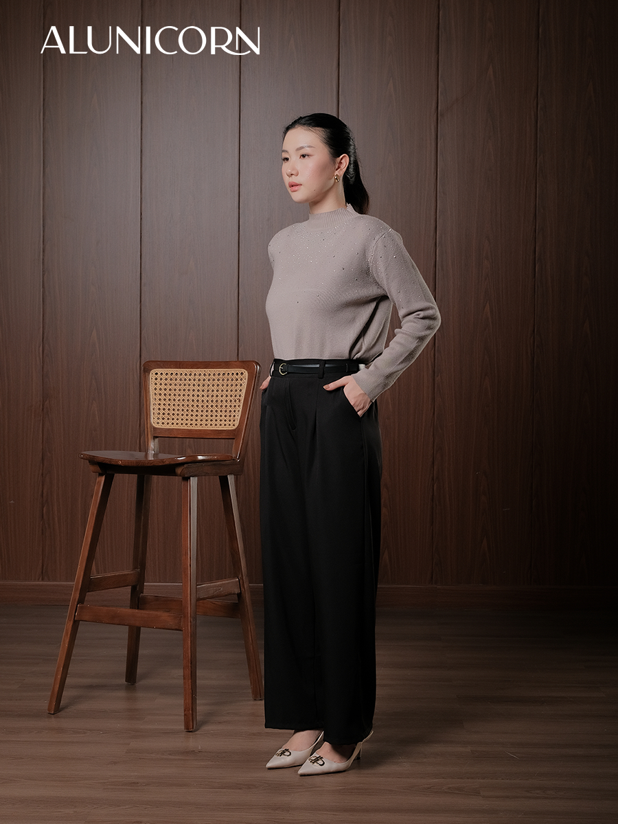 Alunicorn - Pants Fella - Premium Highwaist Trousers - Celana Panjang Wanita Kulot Loose - Free Belt
