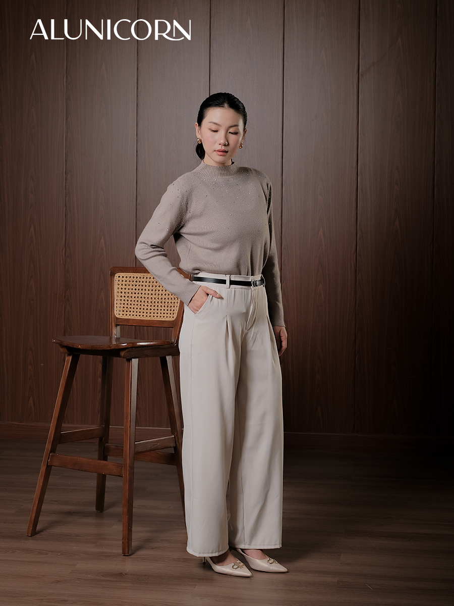 Alunicorn - Pants Fella - Premium Highwaist Trousers - Celana Panjang Wanita Kulot Loose - Free Belt