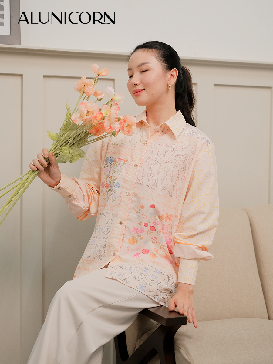 Alunicorn - Series Yume - Kemeja Floral Wanita Premium | Blouse Motif Bunga Bestseller | Atasan Casual Korean Style Elegan