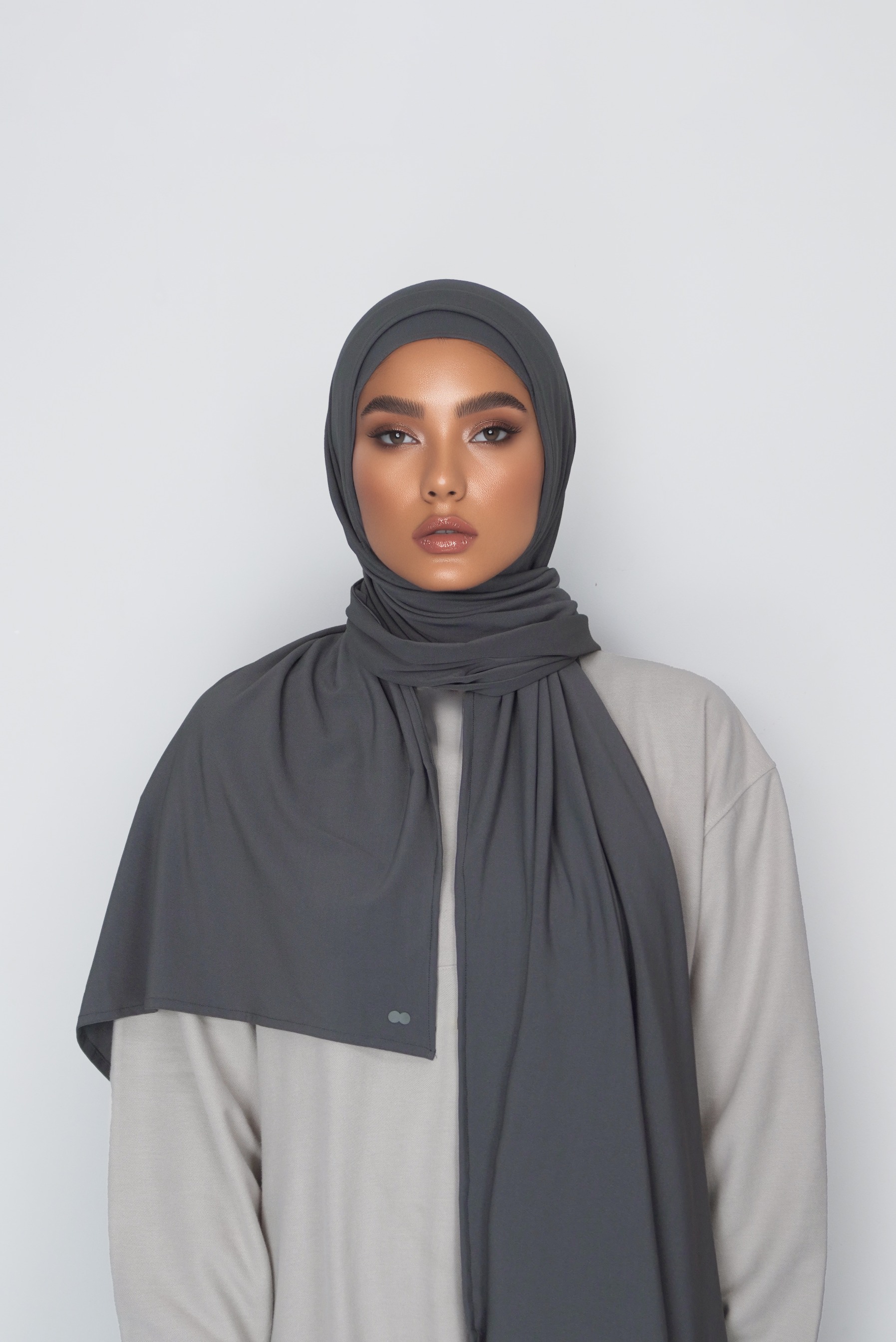 Premium Jersey Hijab Set - Dark Grey