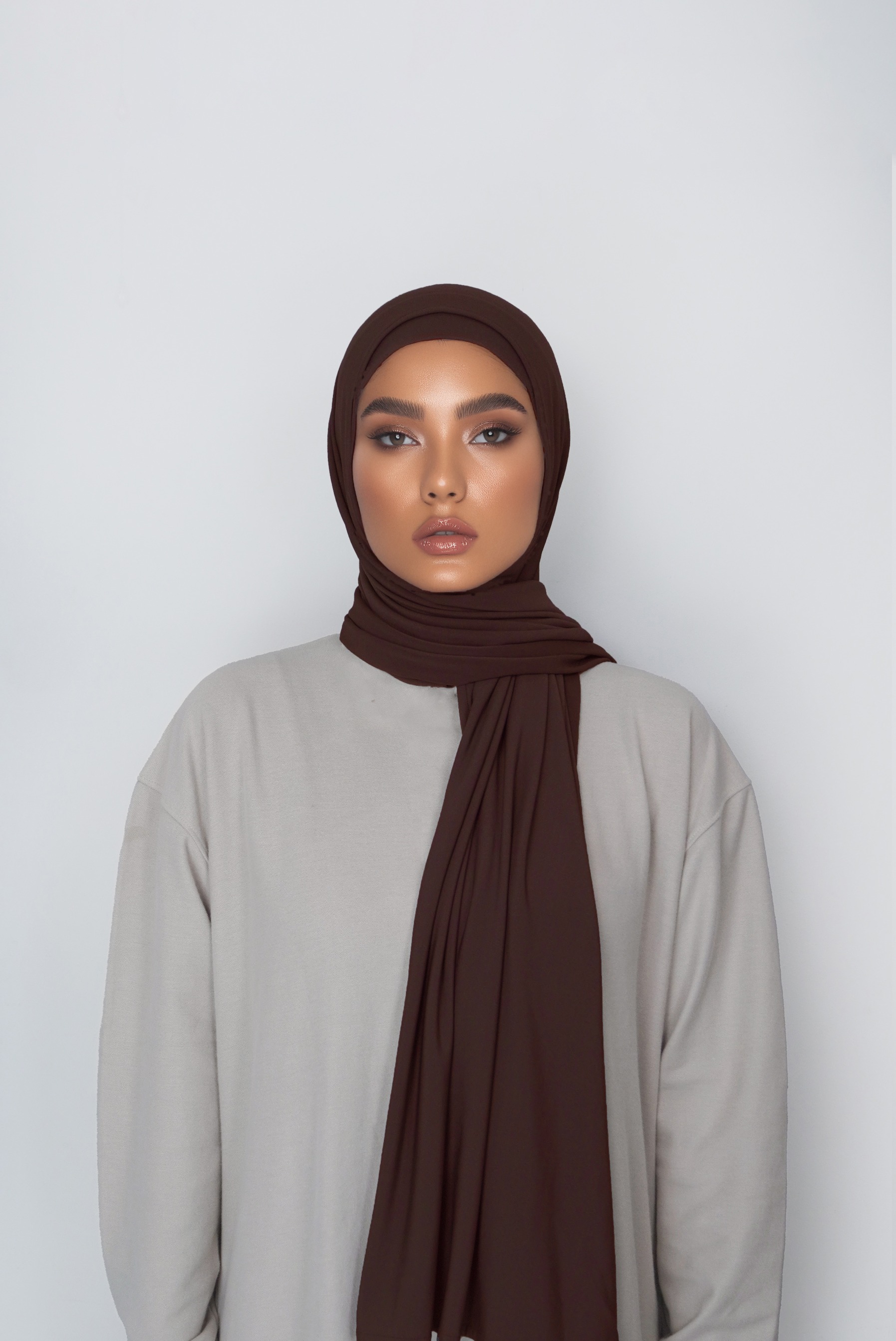 Premium Jersey Hijab Set - Espresso