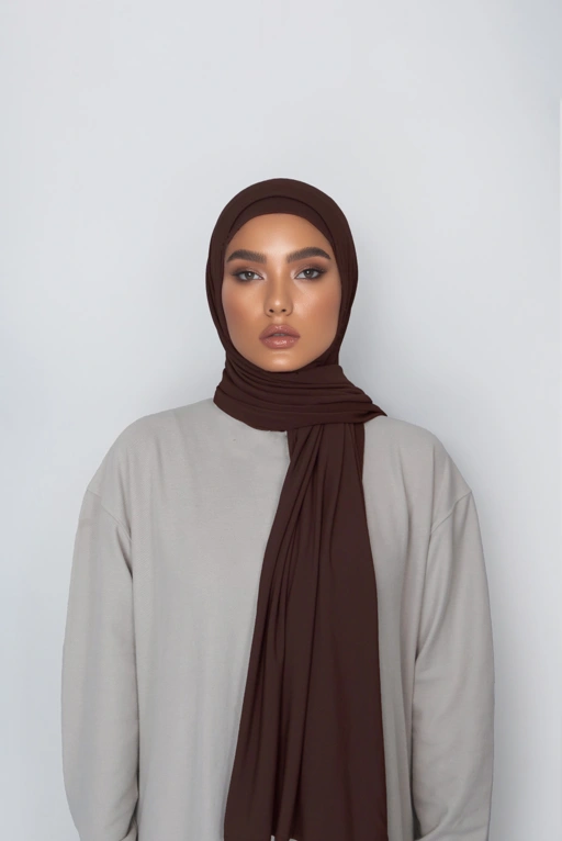 Image of Premium Jersey Hijab Set - Espresso