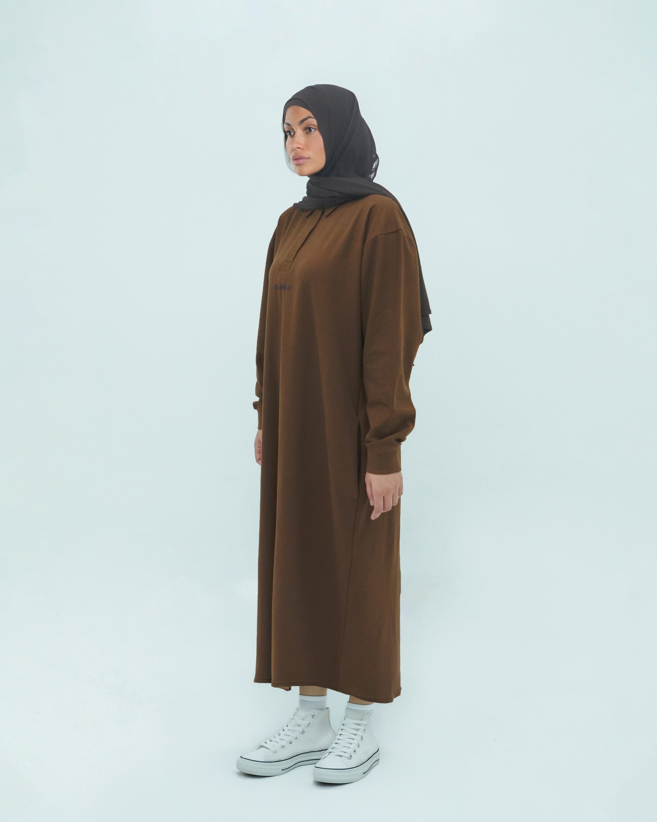 Jenin Oversized Polo Dress - Espresso
