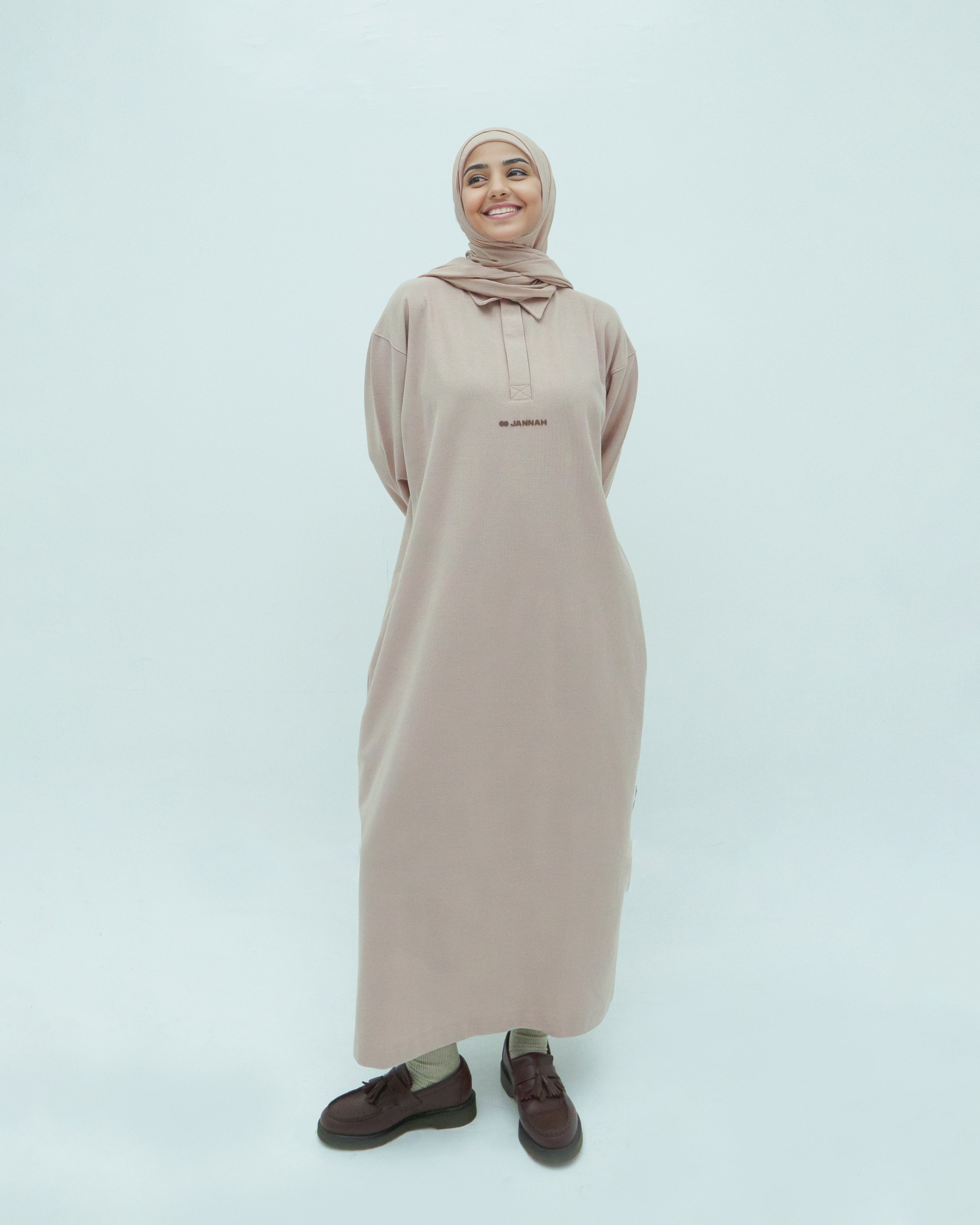 Jenin Oversized Polo Dress - Latte