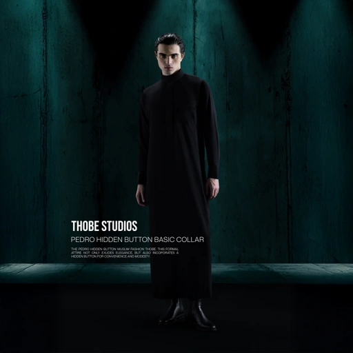 Image of [THOBE PEDRO HB] Basic Collar Thobe Studios Thoub (Jubah / Gamis Pria Premium Slimfit) - UV Protection.