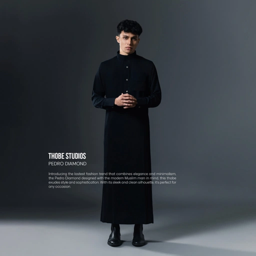 Image of [THOBE PEDRO DIAMOND] Thobe Studios Thoub (Jubah / Gamis Pria Premium Slimfit) - UV Protection.