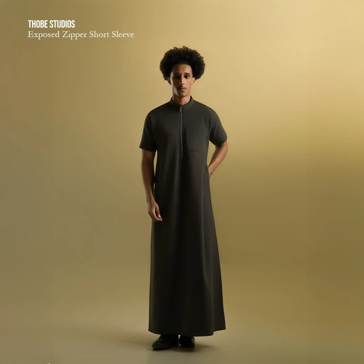 Image of [THOBE LITE SERIES V2 - EXPOSSED ZIPPER SHORT SLEEVE] –  Thobe Studios / Thobe Pria – Premium Fabric