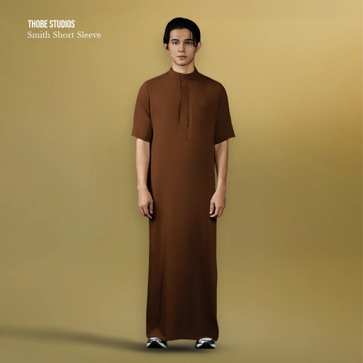 Image of [THOBE SMITH SHORT SLEEVE] Thobe Studios (Jubah / Gamis Pria Premium Slimfit) – UV Protection