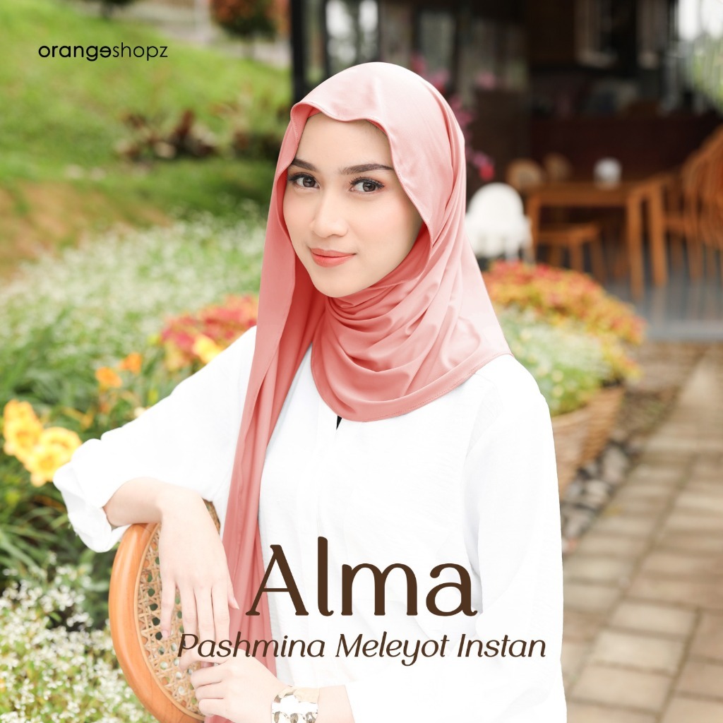 Hijab Pashmina Instan Alma Meleyot Oval Inner Bando Jersey Premium 