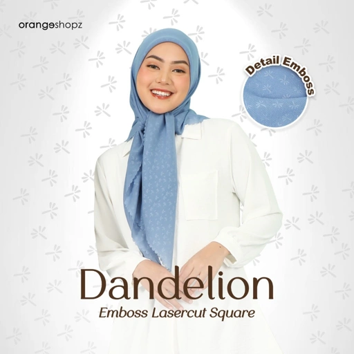 Image of Hijab Segiempat Dandelion Lasercut Emboss Polycotton