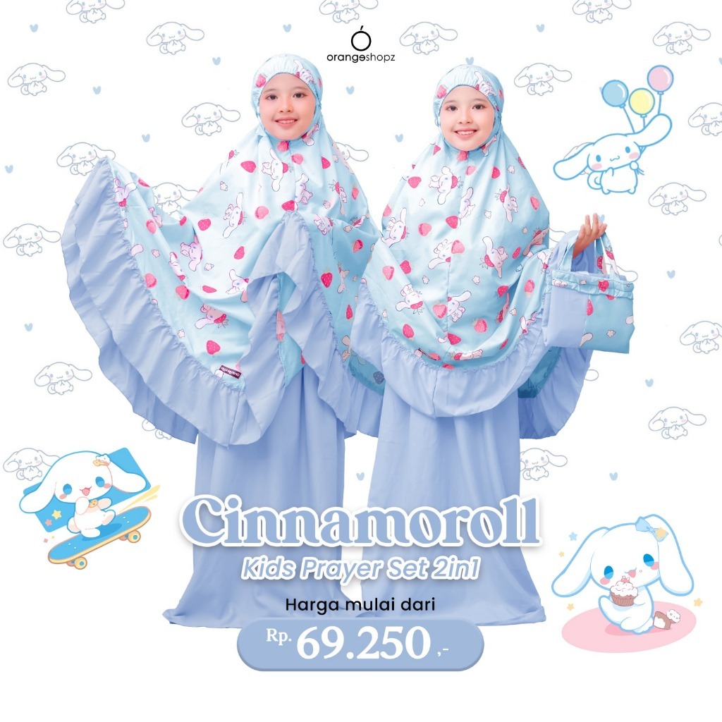 Mukena Anak Ruffle Model 2in1 Resleting Motif Series Premium Free Tas Sajadah