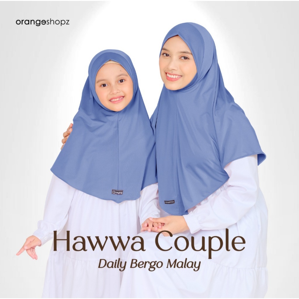 Hijab Instan COUPLE Ibu dan Anak Hawwa Bergo Dagu Malay Jersey Premium