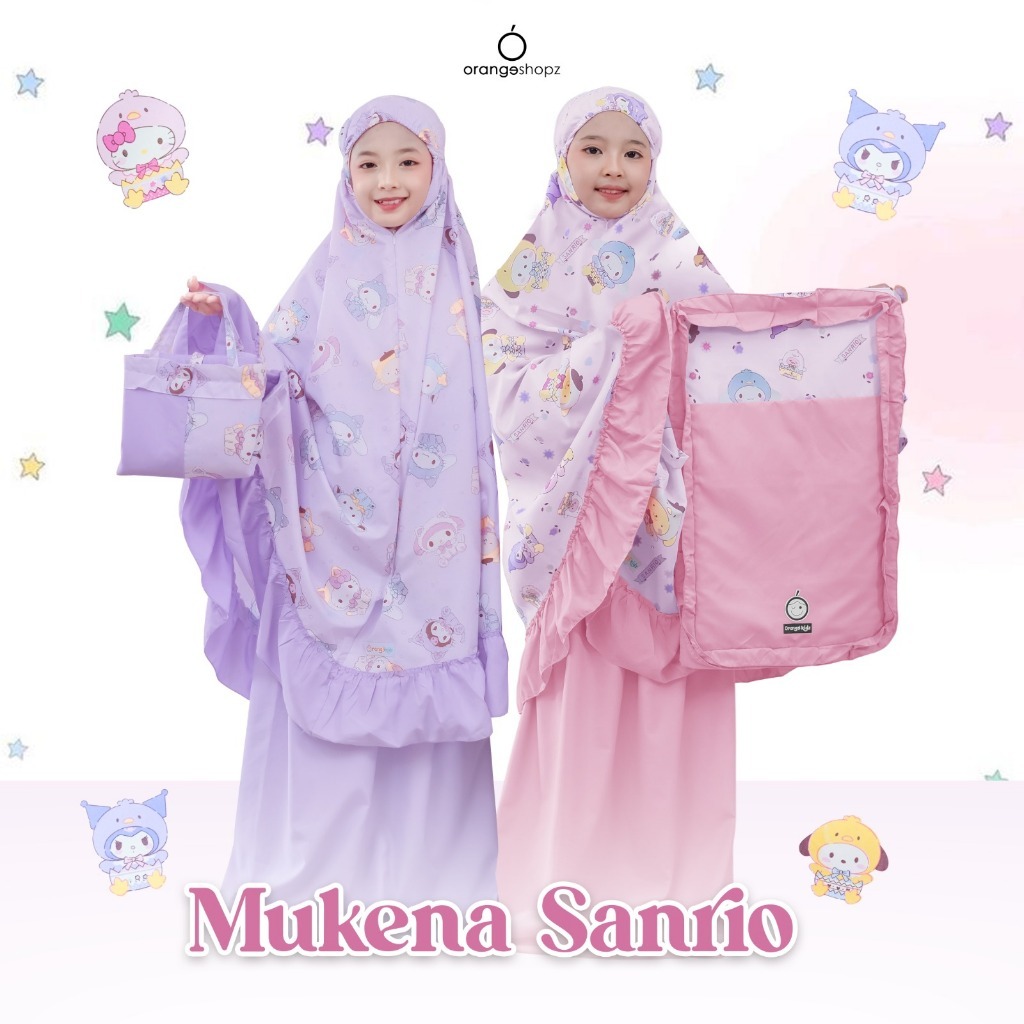 Mukena Anak Ruffle Model 2in1 Resleting Motif Series Premium Free Tas Sajadah