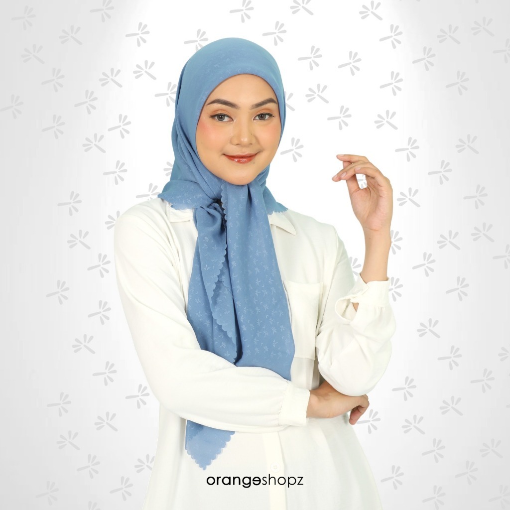 Hijab Segiempat Dandelion Lasercut Emboss Polycotton