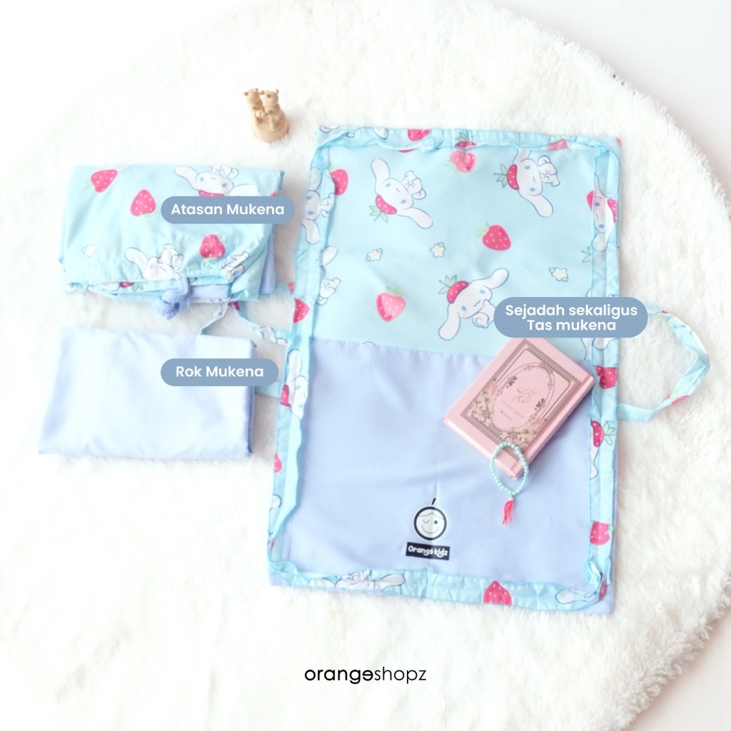 Mukena Anak Ruffle Model 2in1 Resleting Motif Series Premium Free Tas Sajadah