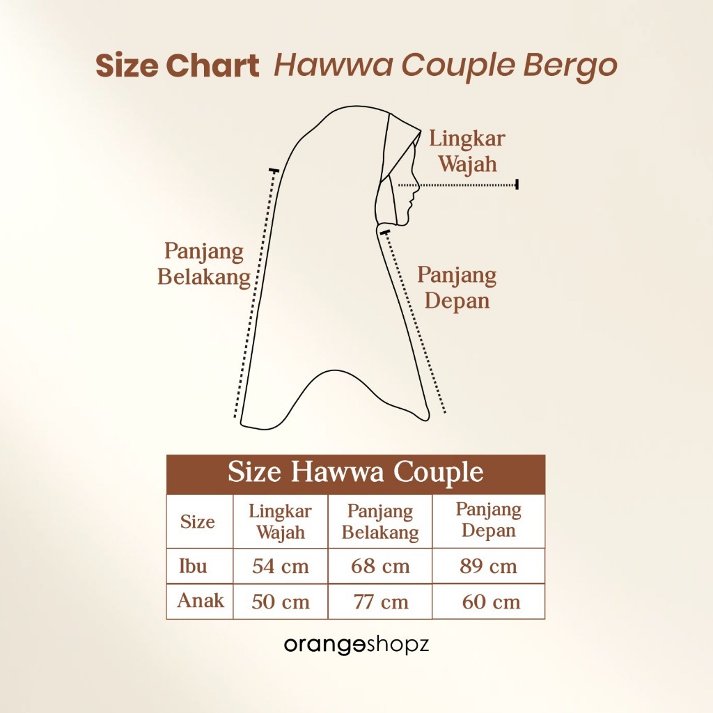 Hijab Instan COUPLE Ibu dan Anak Hawwa Bergo Dagu Malay Jersey Premium