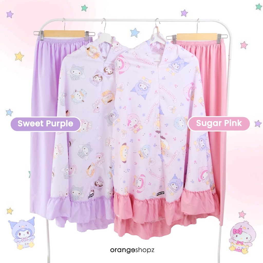 Mukena Anak Ruffle Model 2in1 Resleting Motif Series Premium Free Tas Sajadah
