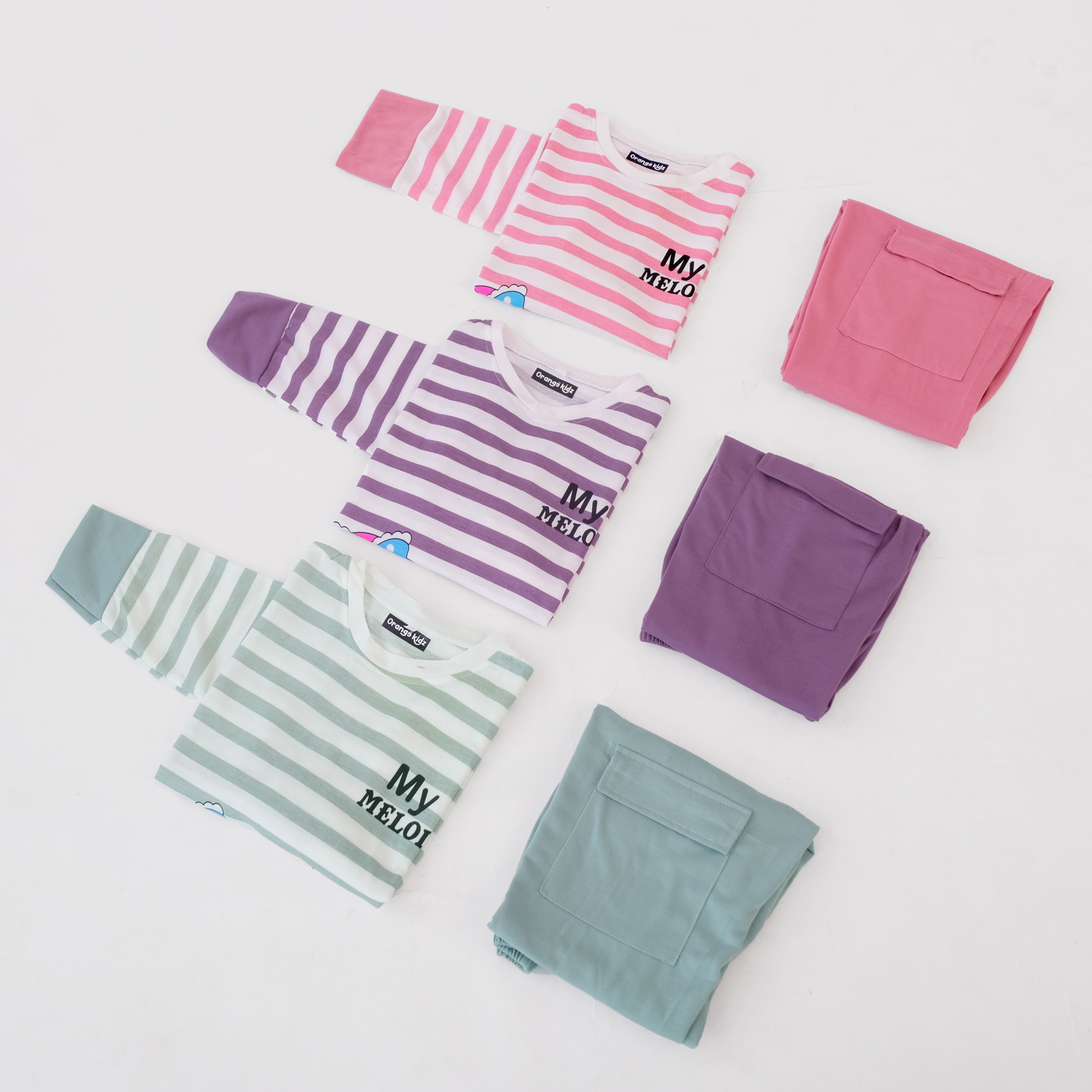 Setelan Anak Perempuan Motif Strip My Melody Oneset
