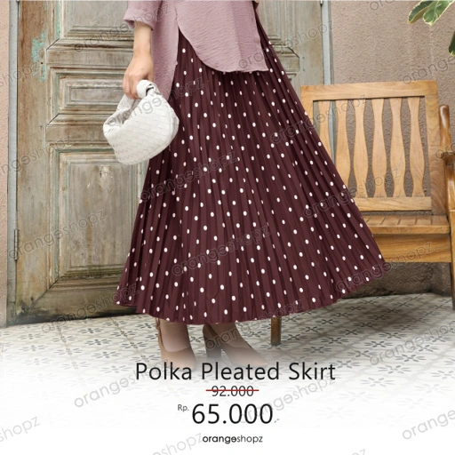 Image of Rok Plisket Motif Polkadot Jersey Premium