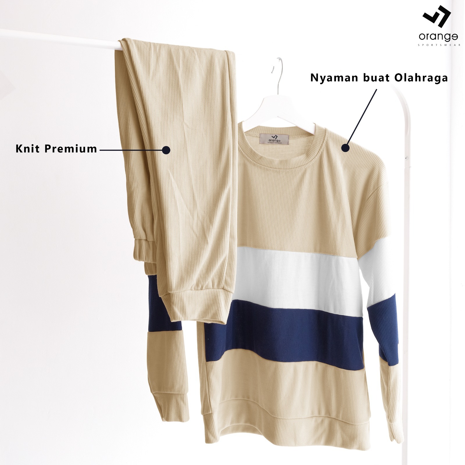 Oneset Knit Training Olahraga Running Sepeda Senam Kekinian Sporty Set