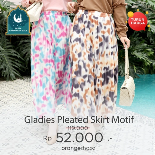 Image of Gladies Pleated Skirt Motif