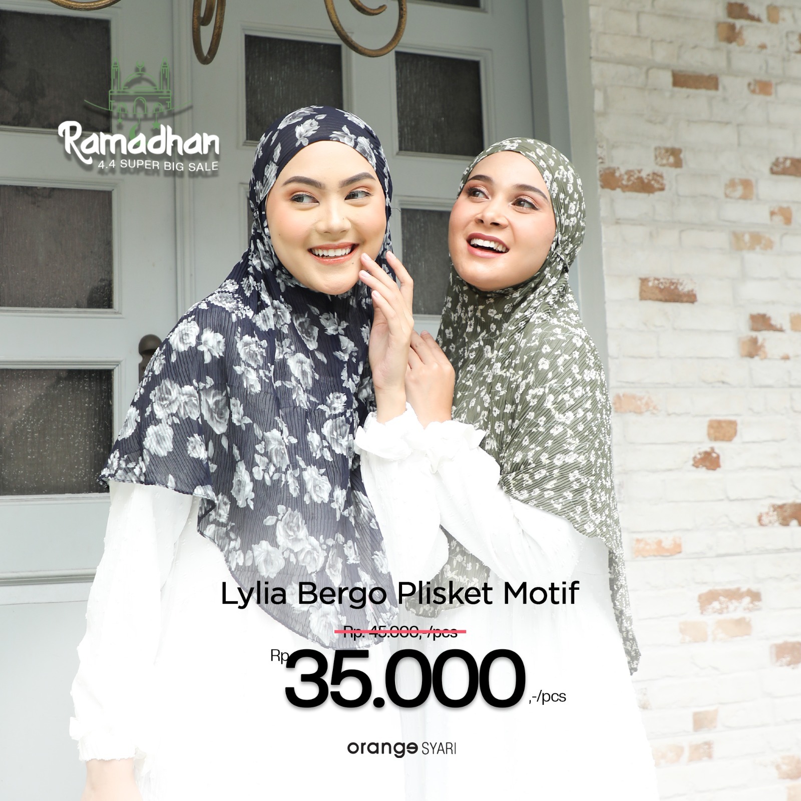Bergo Maryam Plisket (Bergo Lylia) Motif Bunga Cerutty Babydoll Premium