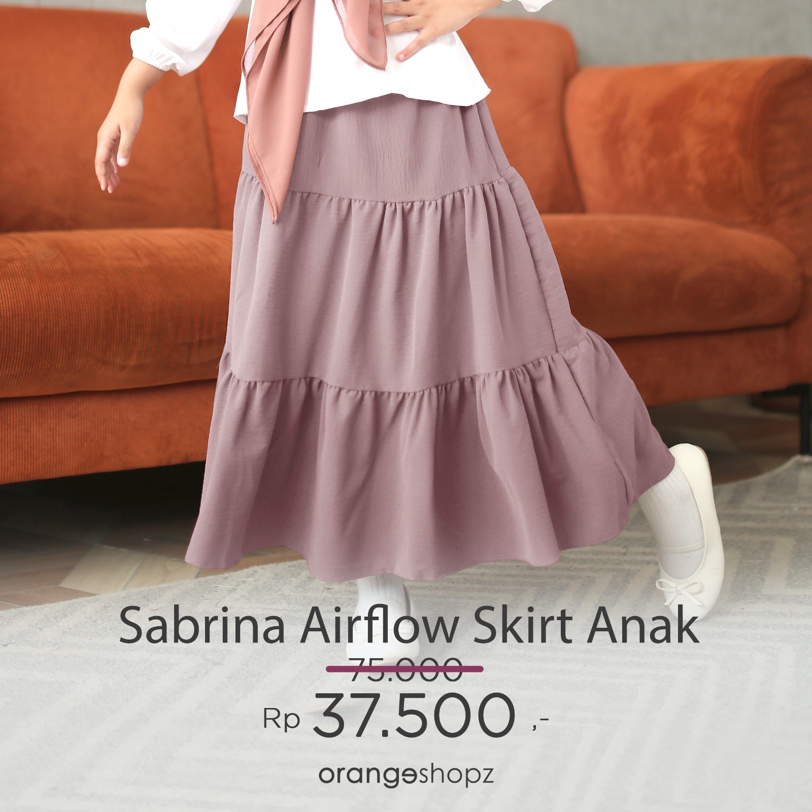 Rok Ruffle ANAK Model Panjang Muslim Crinkle Airflow Sabrina Daily Skirt