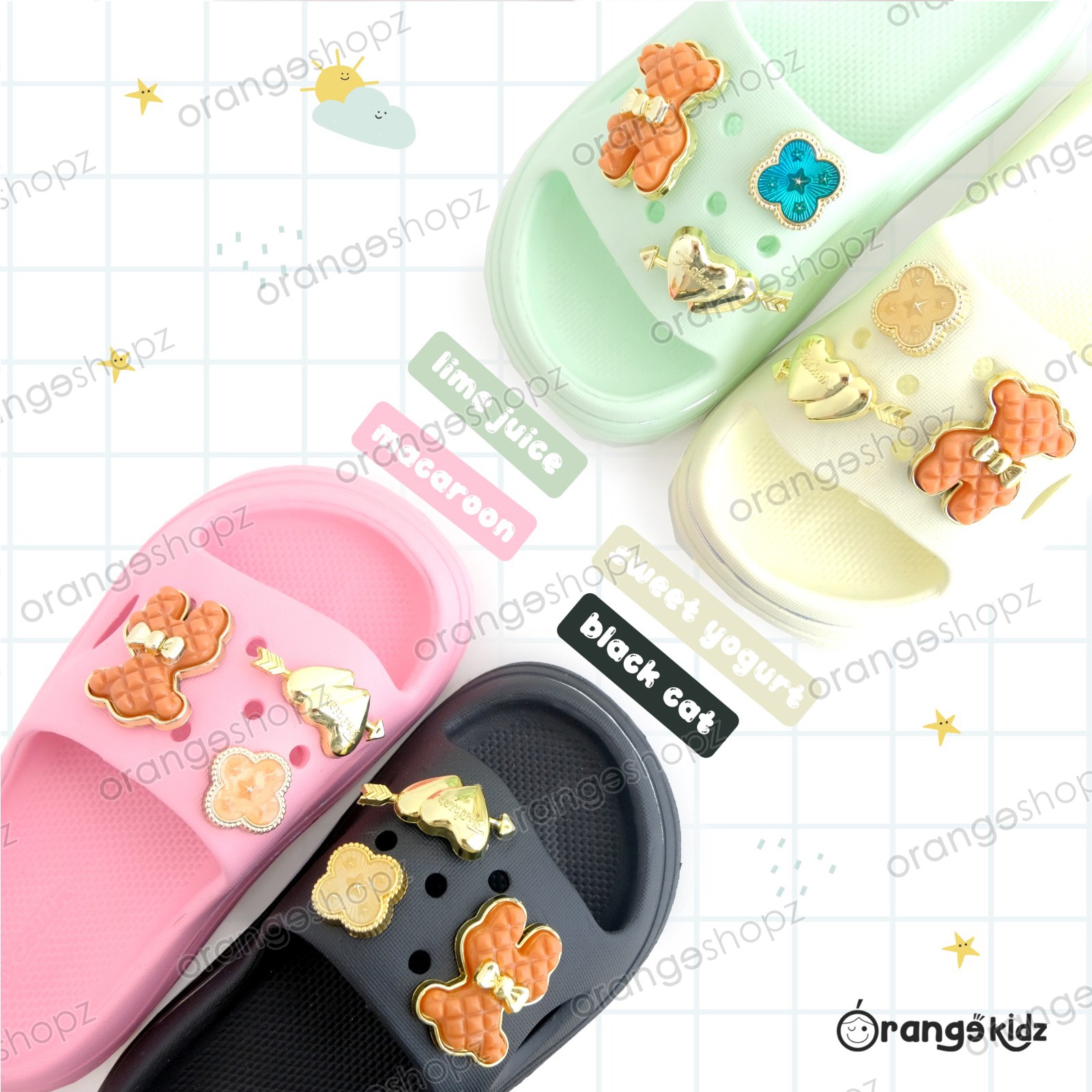 Sendal Jelly Wedges Selop Anak Perempuan Yuki Kids Sandals FREE Jibbitz