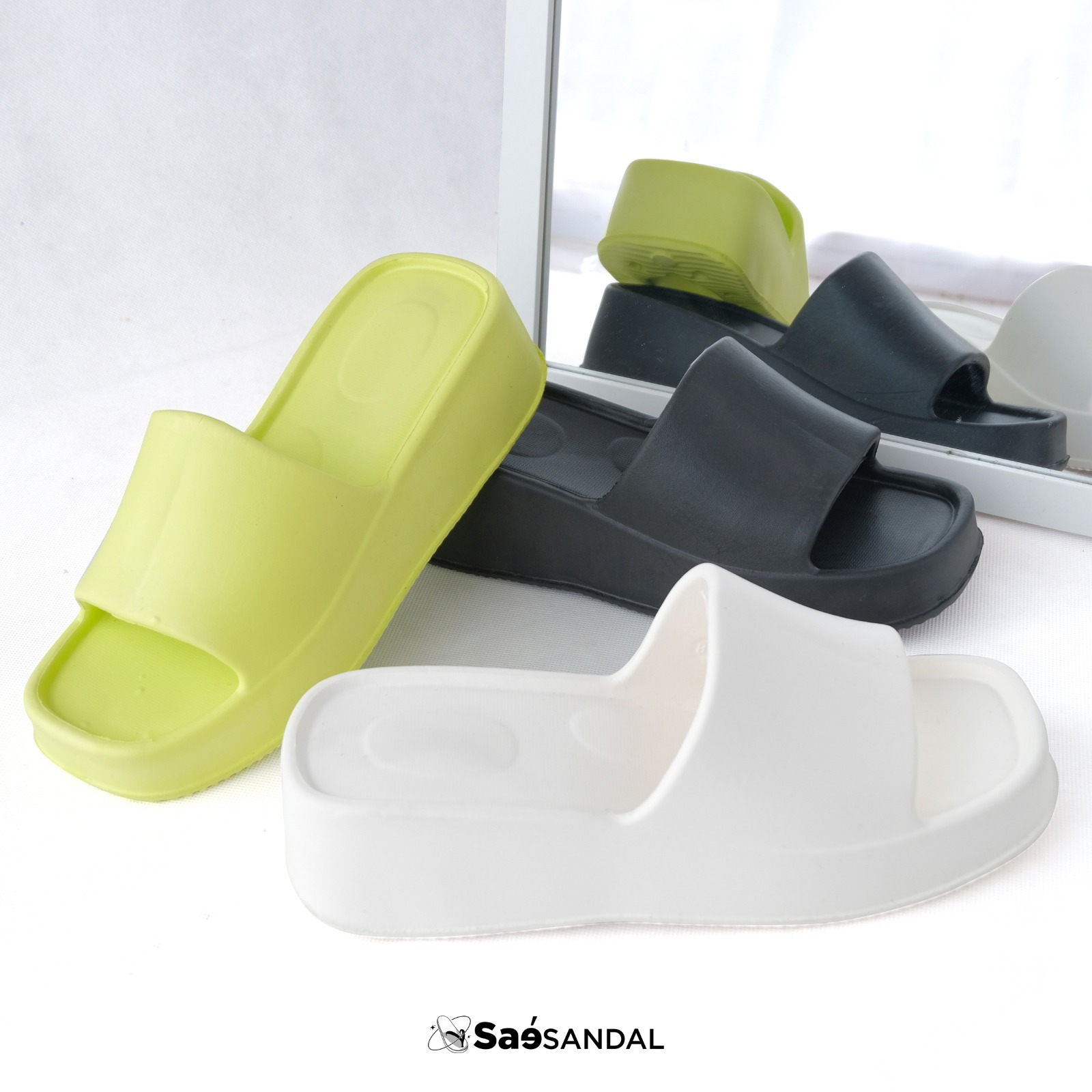 Sendal Wanita Slip On Korean Style Hanza Sandals Rubber Wedges