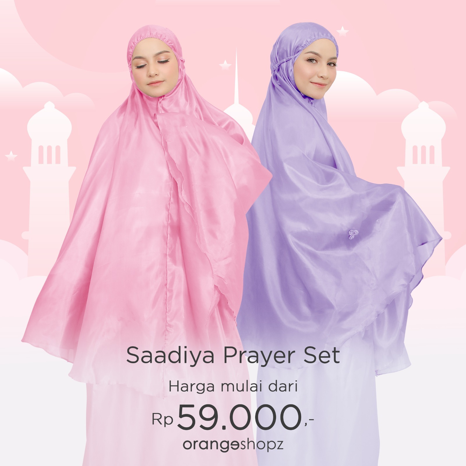 Mukena Traveling Mini Parasut Saadiya Prayer Set FREE SEJADAH TASBIH
