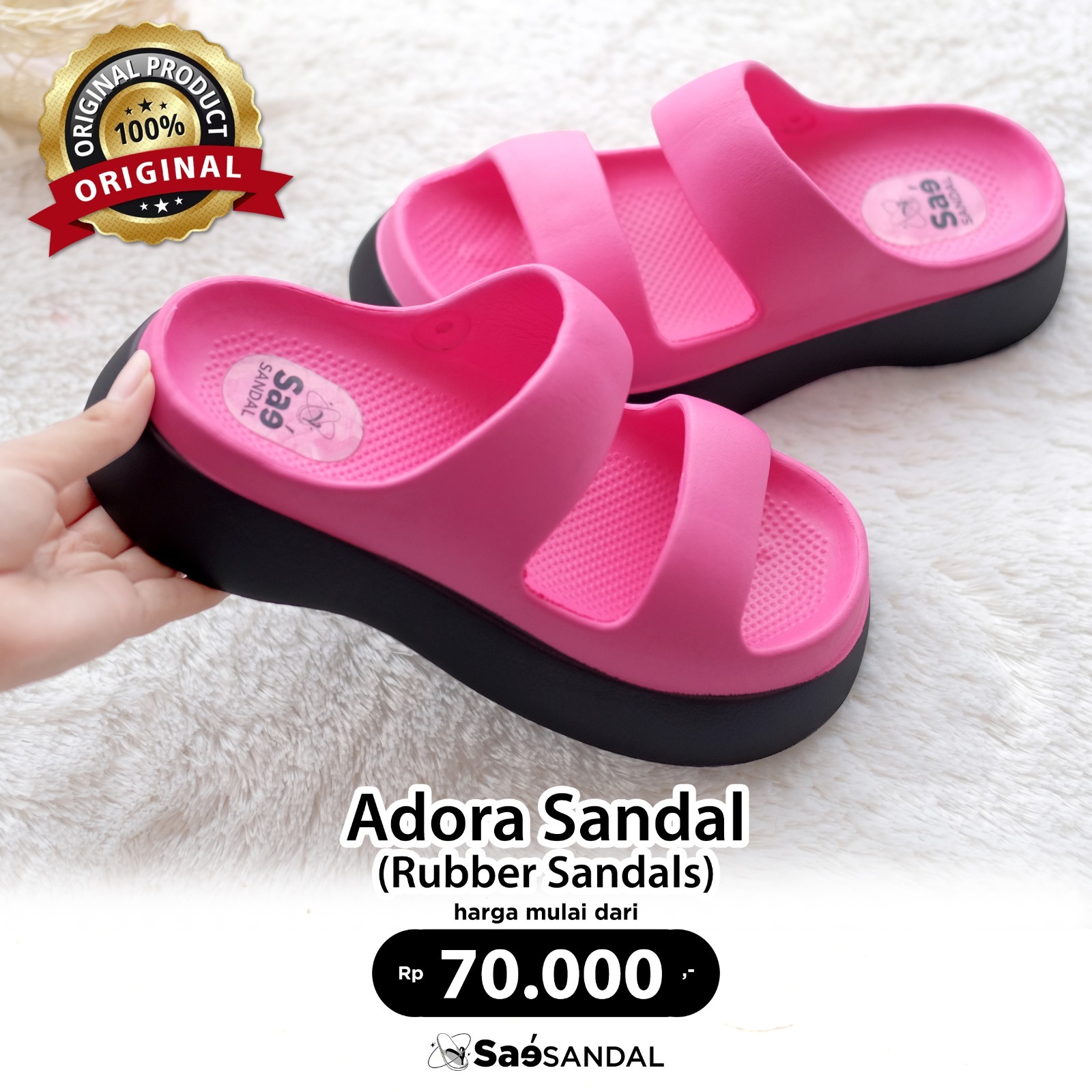 Sandal Jelly  Slip On Wedges Wanita Adora Rubber