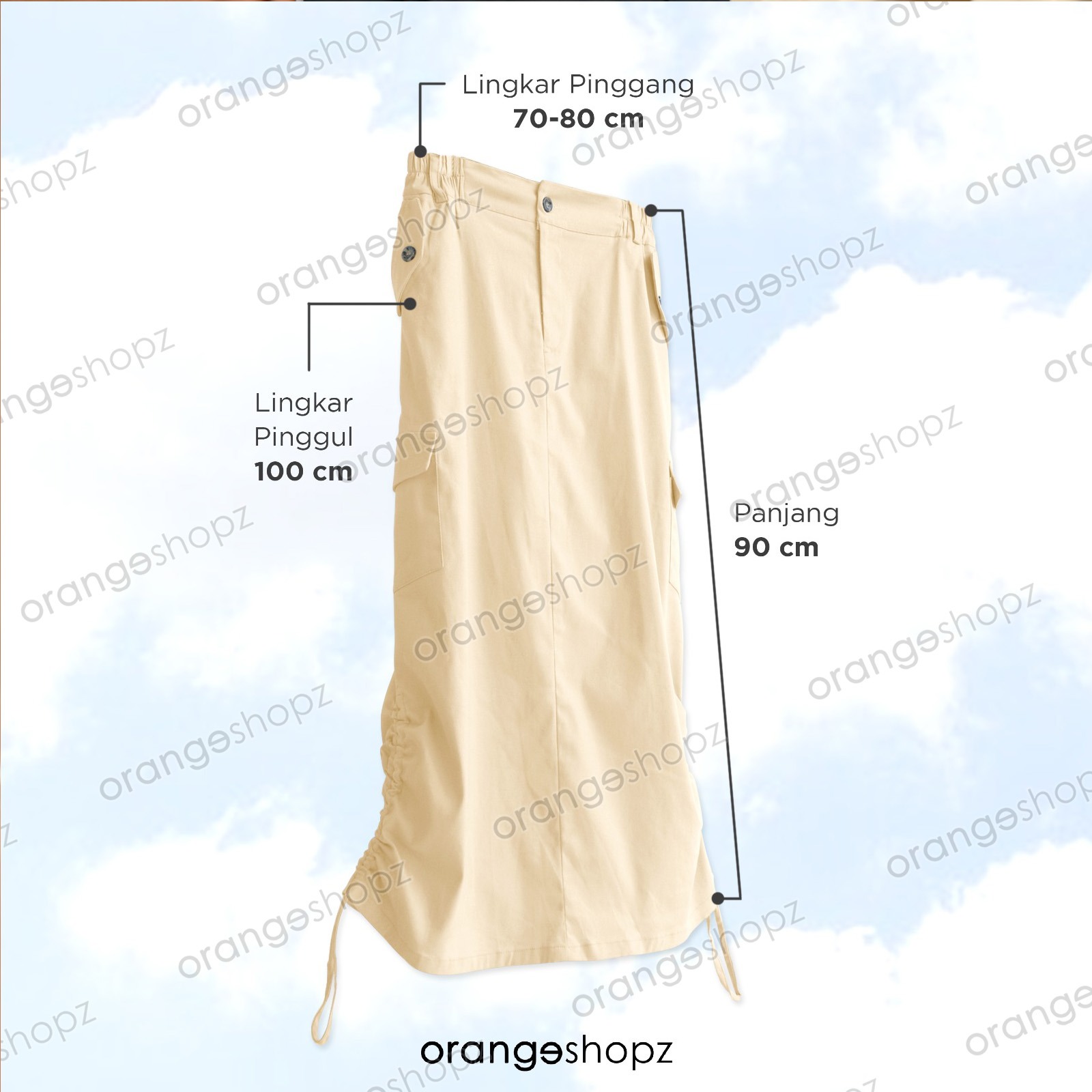 Rok Cargo Serut Wanita Noor Cargo Pocket Skirt