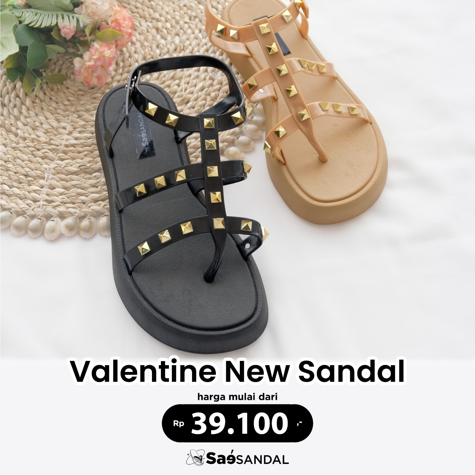 Sepatu Sendal Flatshoes Slip On Wanita Kekinian Sandals Basic 