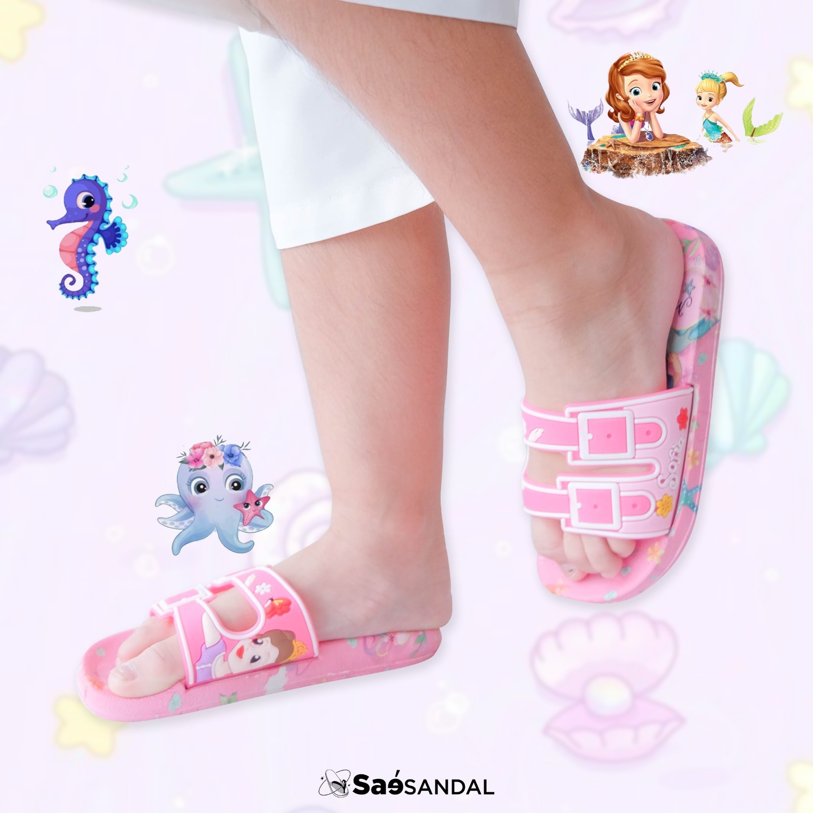Sendal Selop Karet Anak Perempuan Import Model Princess SOFIA by Orangeshopz