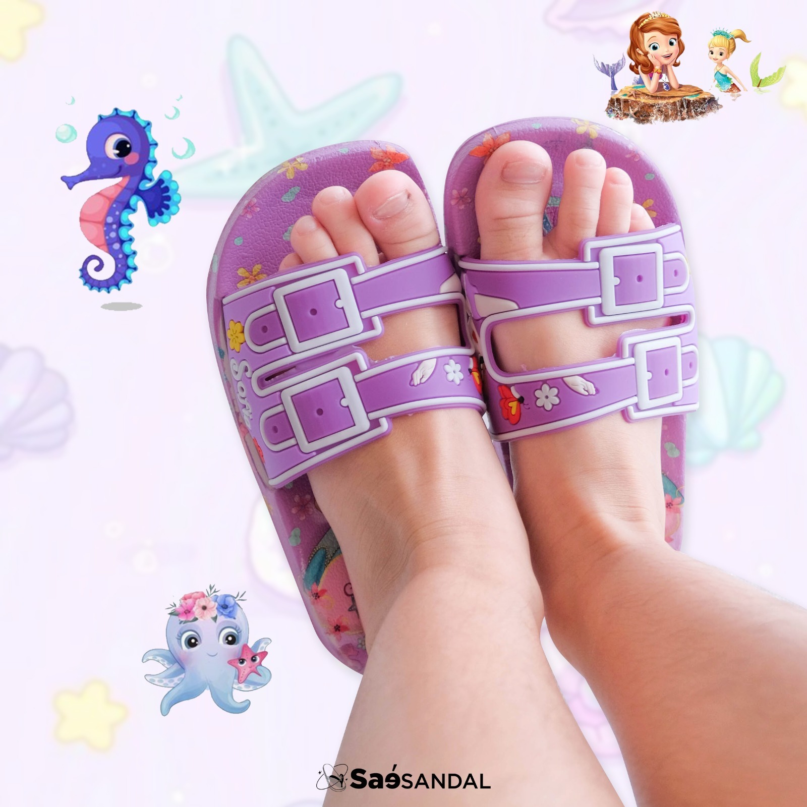 Sendal Selop Karet Anak Perempuan Import Model Princess SOFIA by Orangeshopz