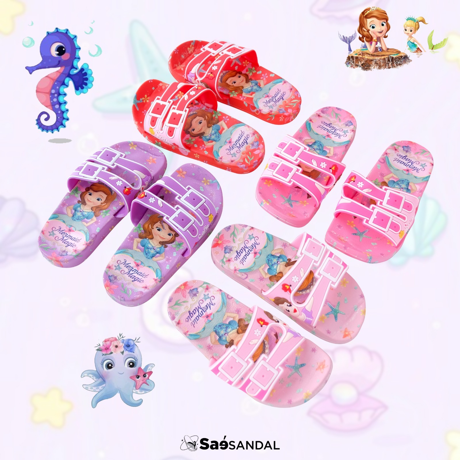 Sendal Selop Karet Anak Perempuan Import Model Princess SOFIA by Orangeshopz