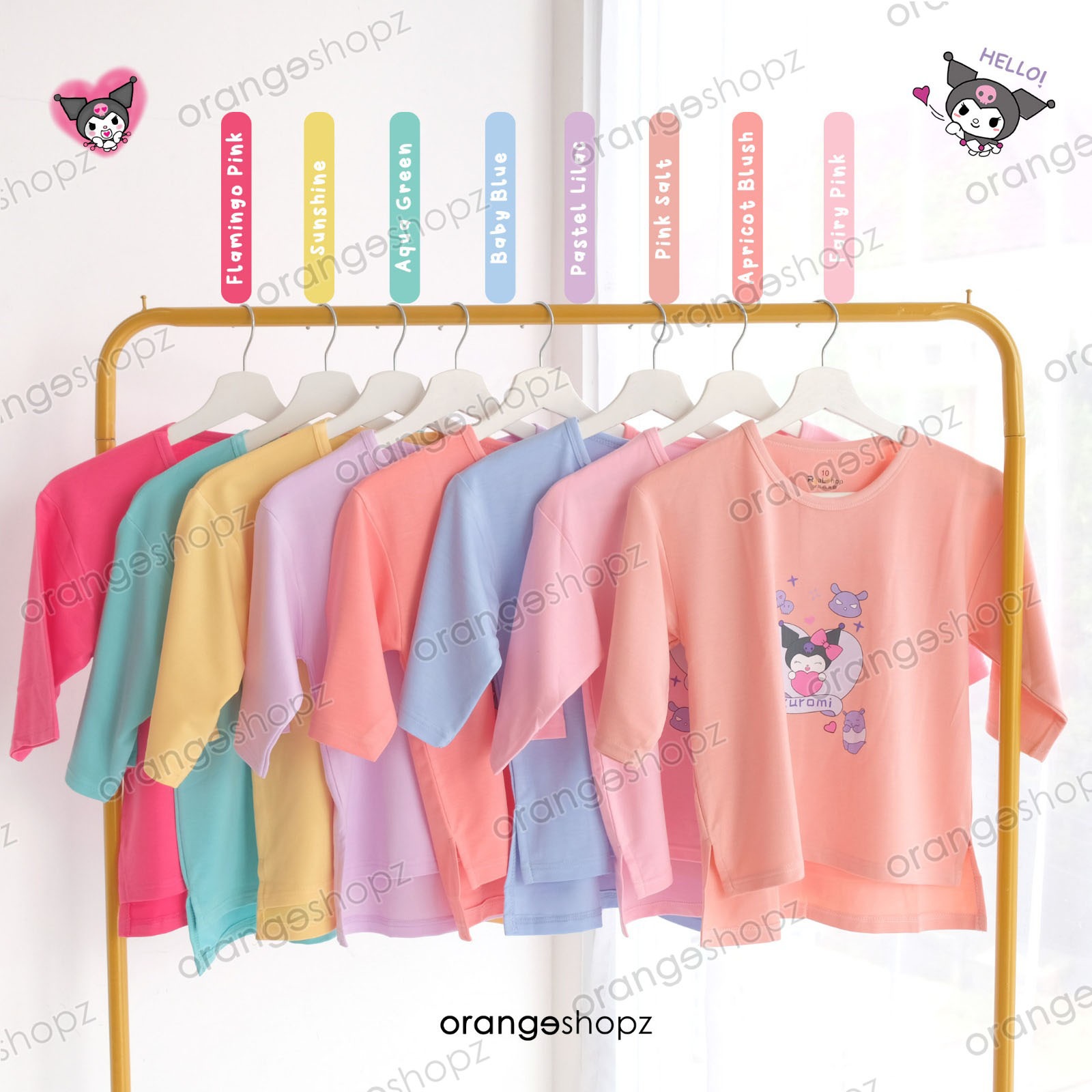 Kaos Anak Perempuan Motif Cinnamoroll Kuromi Long Sleeve Tee