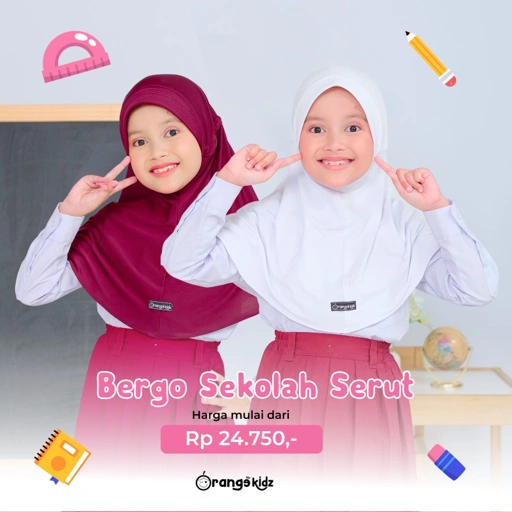 Image of Kerudung Sekolah Bergo Serut Anak dan Remaja Jersey Premium