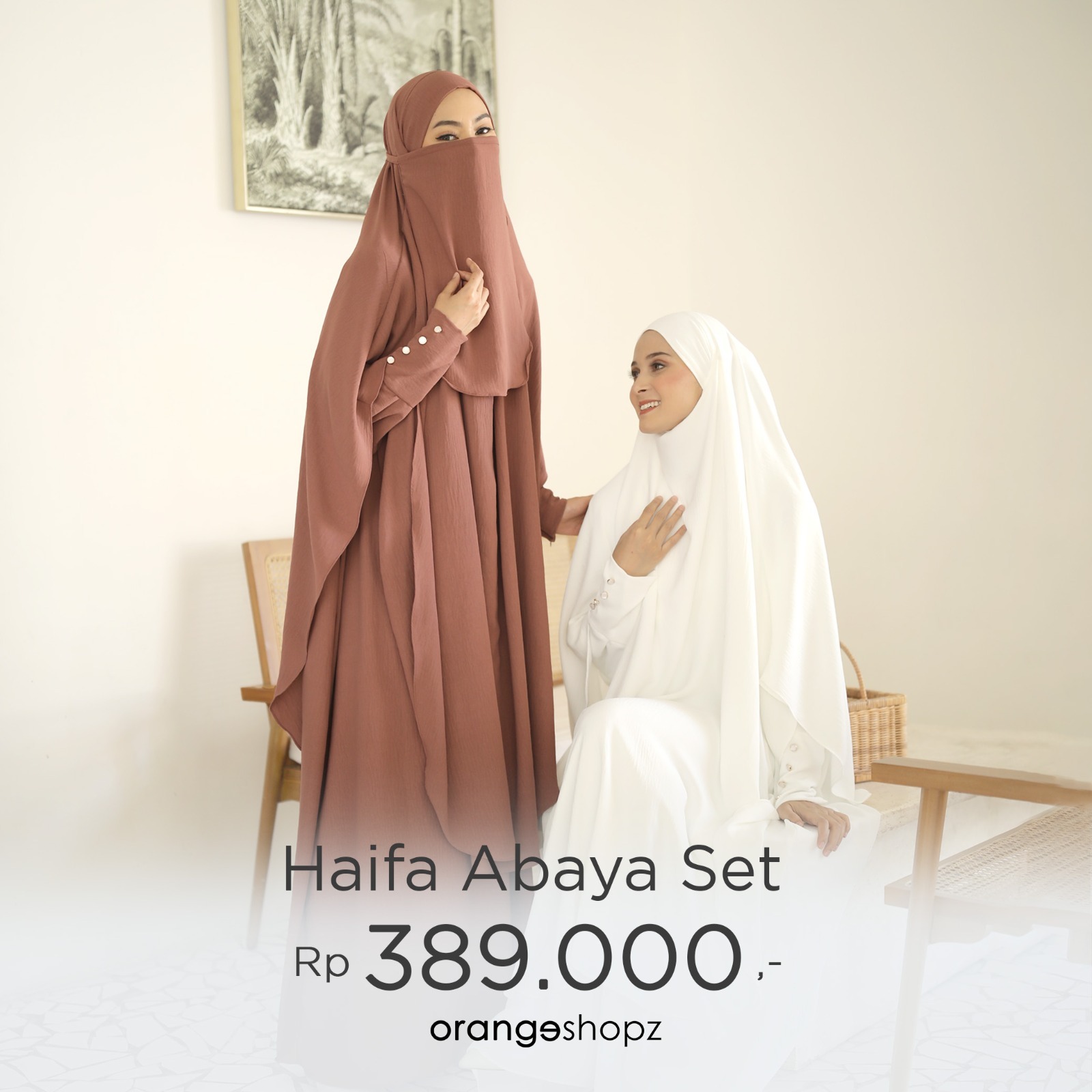 Haifa Abaya Set French Khimar Gamis Haji dan Umroh