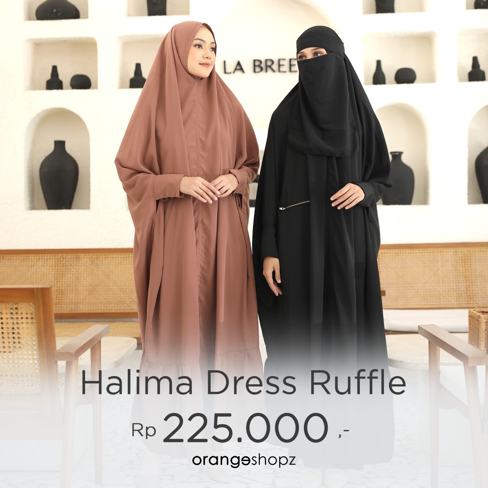 Halima Abaya Dress Ruffle Gamis Haji dan Umroh