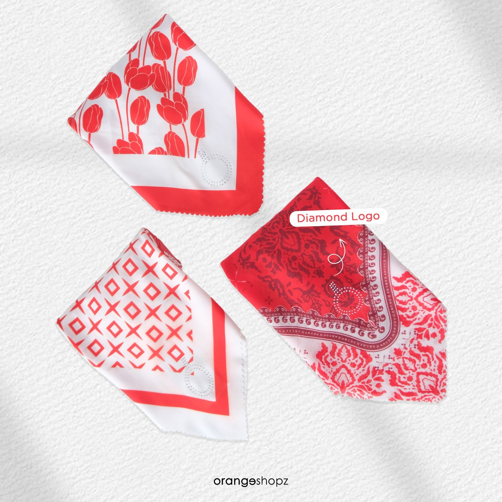 Hijab Segiempat Merah Putih Motif Nusantara Ethnic Scarf