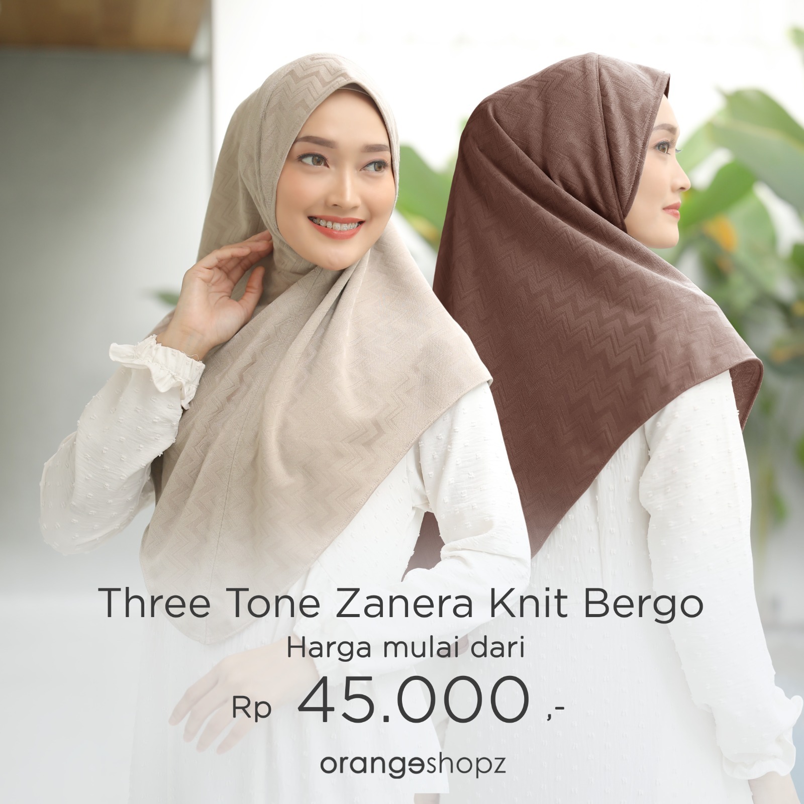 Bergo Instan Knit Motif Zanera Three Tone Daily Hijab
