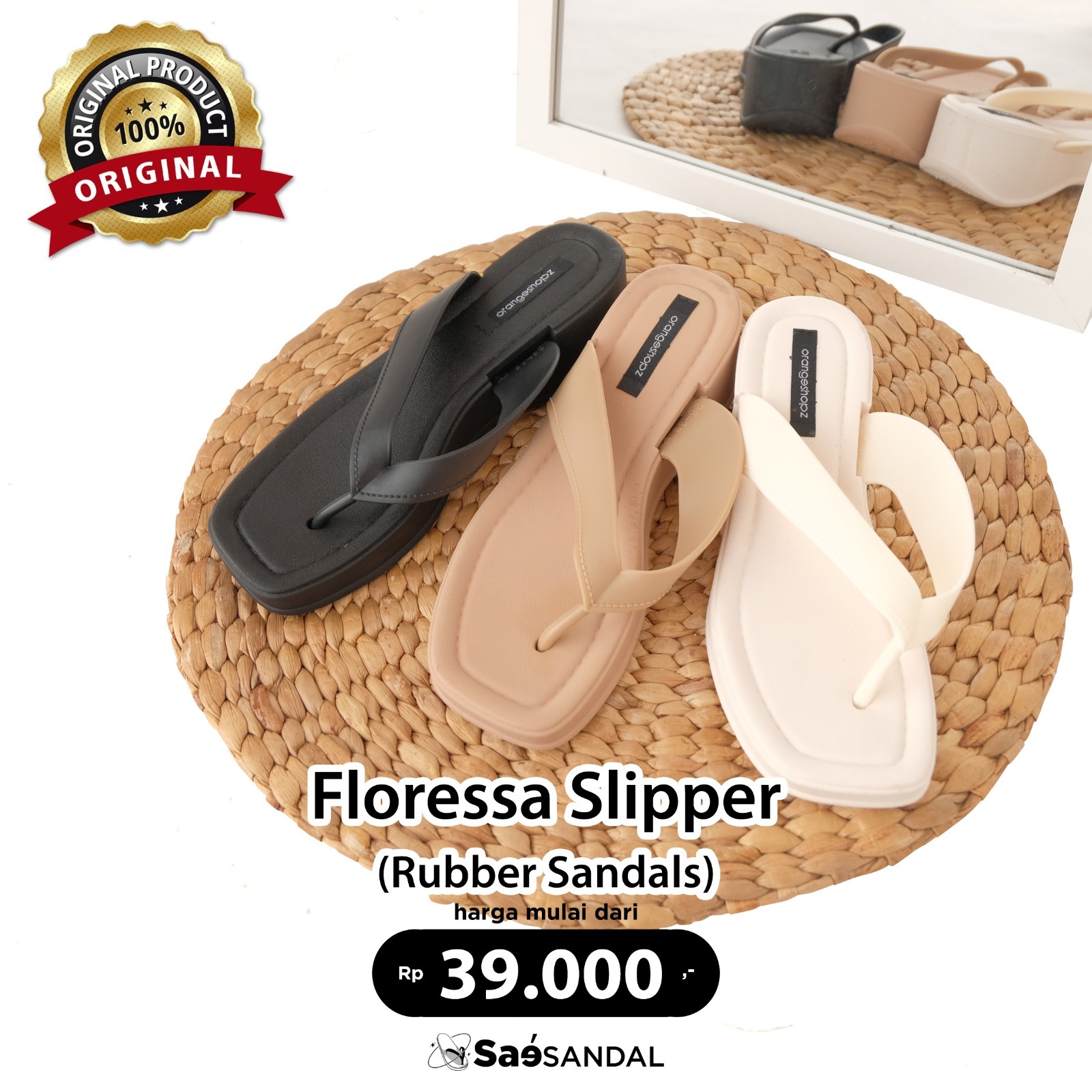 Sandal Flat Wanita Tali Jepit Floressa Slipper Sandals