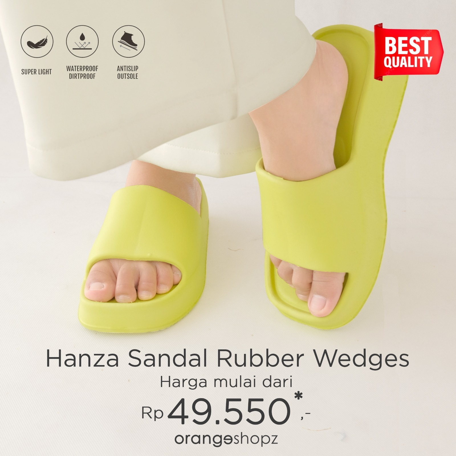 Sendal Wanita Slip On Korean Style Hanza Sandals Rubber Wedges